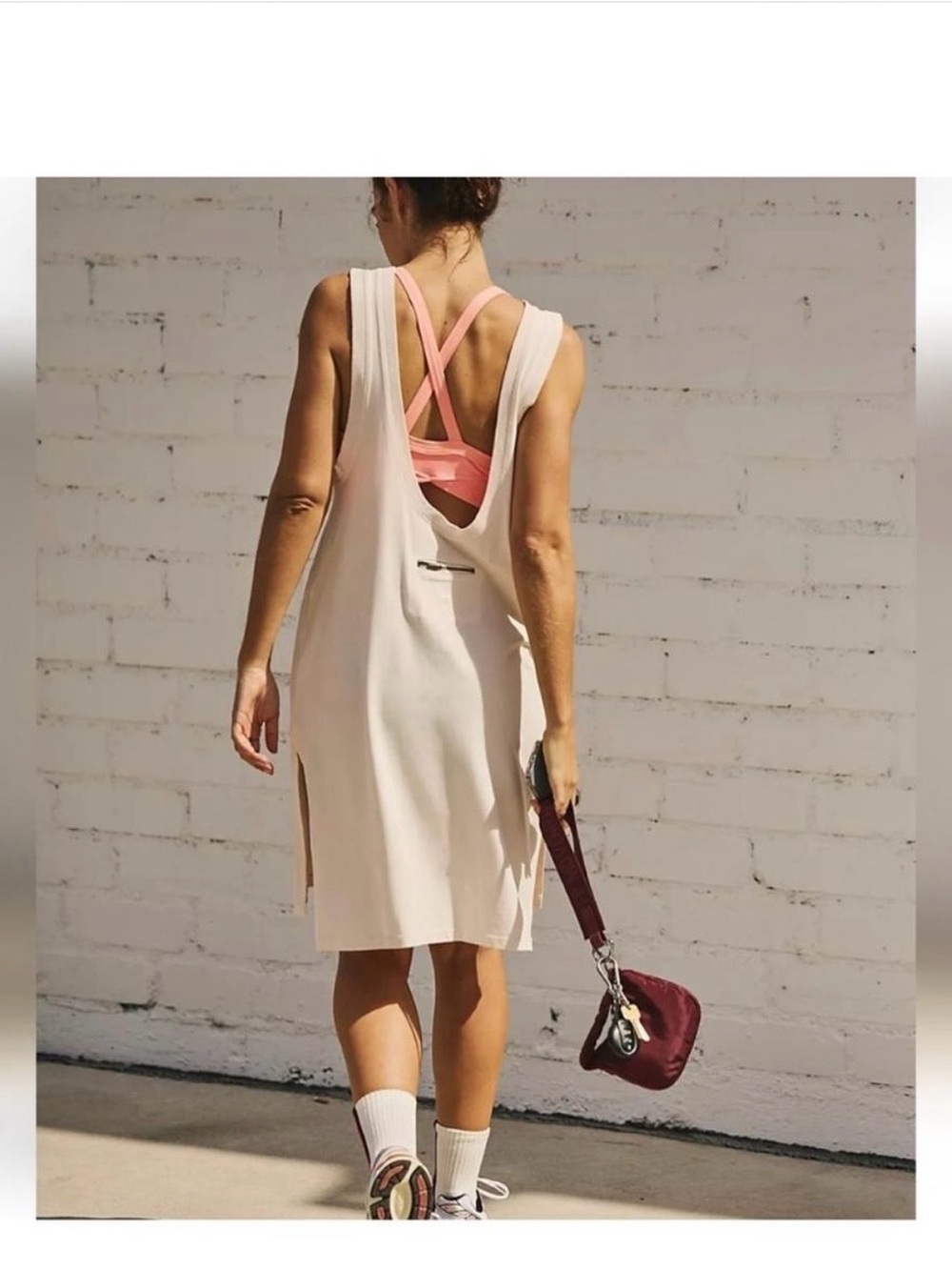 FP Movement  Hot Shot Ivory Sleeveless Muscle Tank Mini Dress